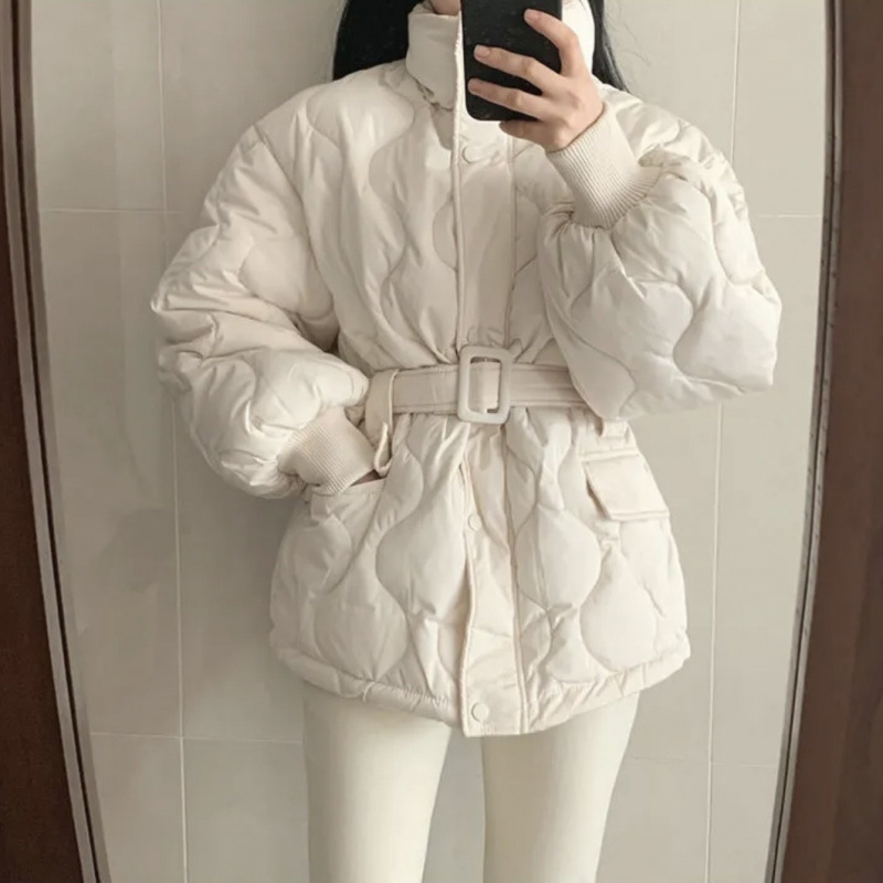 Stand-up Collar Tie Long Sleeve Coat