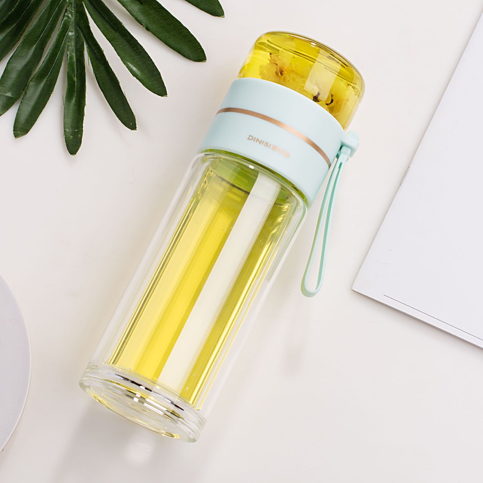Leakproof Glass Water Bottle with Tea Infuser Filter - Image 2
