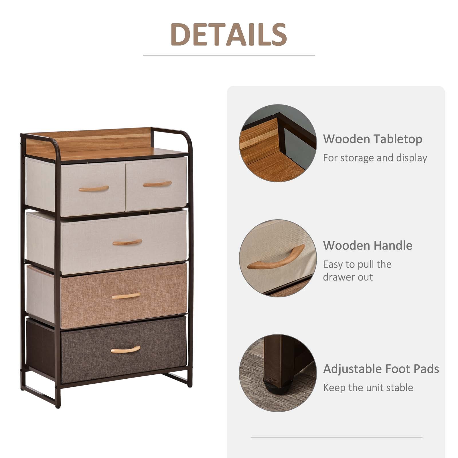 5-Chest of Drawers Tower Organizer with Frame - Image 8