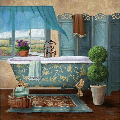 Modern Retro Bathroom Canvas Mural Poster Wall - Image 6