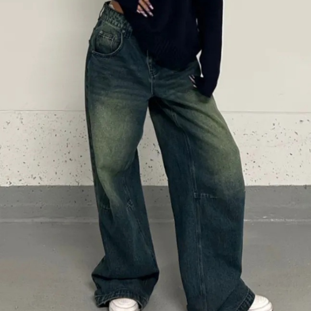 Plus Size Idle Style Retro Washed Jeans