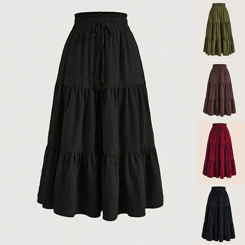 High-Waist Flowy Pleated Midi Skirt
