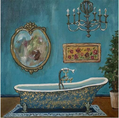 Modern Retro Bathroom Canvas Mural Poster Wall - Image 10