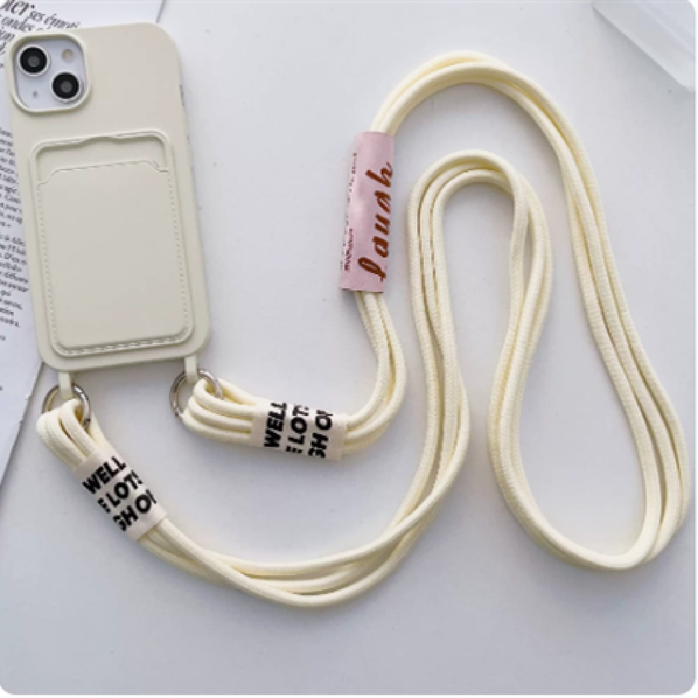 Simple Solid Color Phone Case With Detachable Lanyard - Image 5