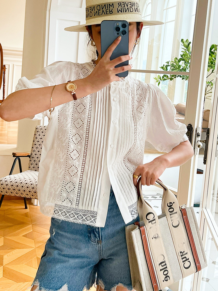 French White Embroidered Shirts - Image 3