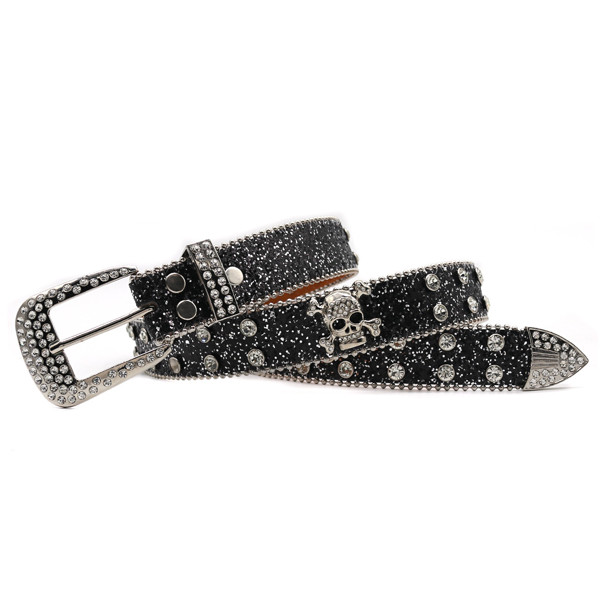 Rhinestone Skull Wide Belt Men - Image 7