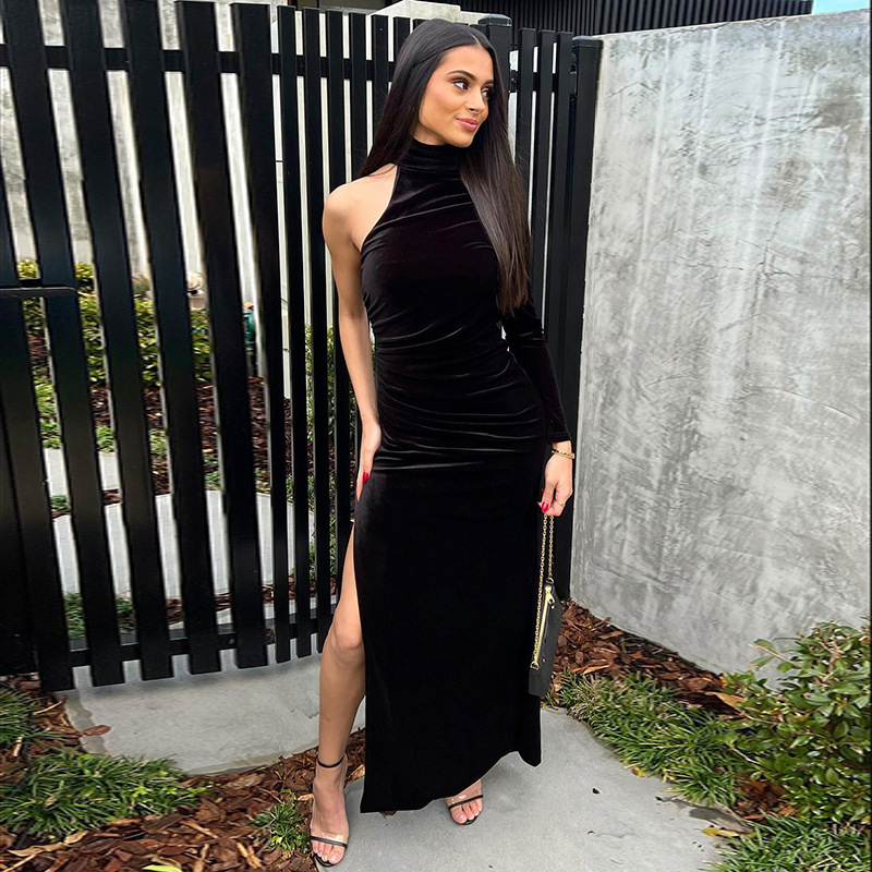 Women's Fashion Velvet Long Sleeves Dress - Image 5