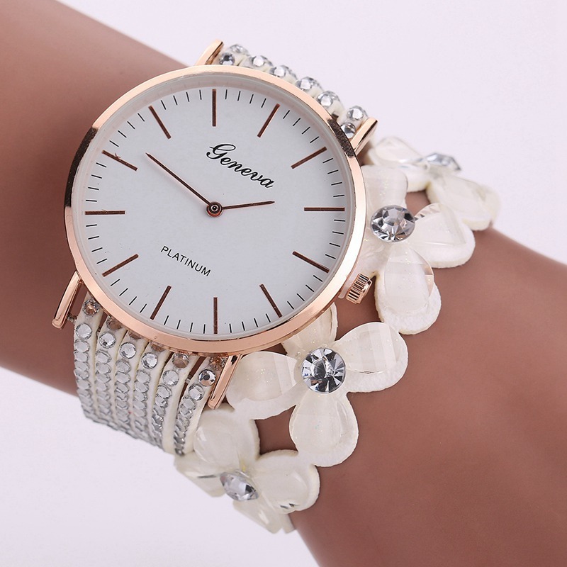 Fashion Geneva Crystal Diamond Flowers Bracelet Watch