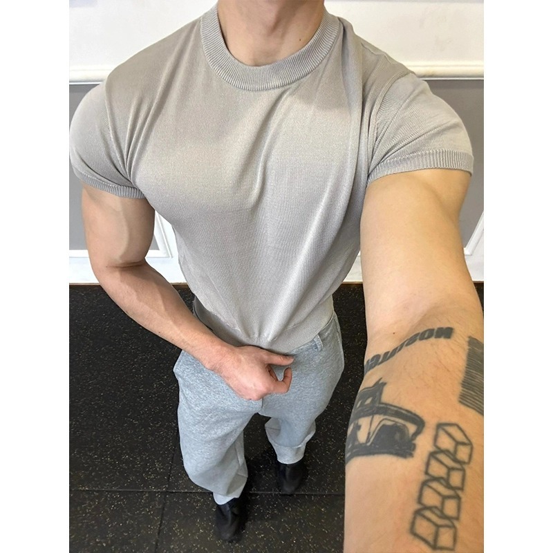 Knitted Slim Fit Cuff-Closing T-Shirt - Image 6