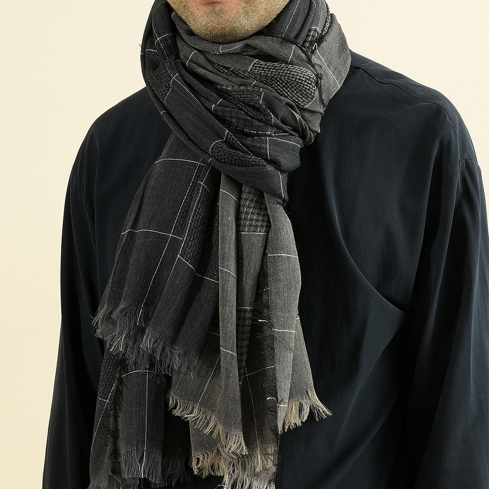 Patchwork Plaid Tassel Scarf