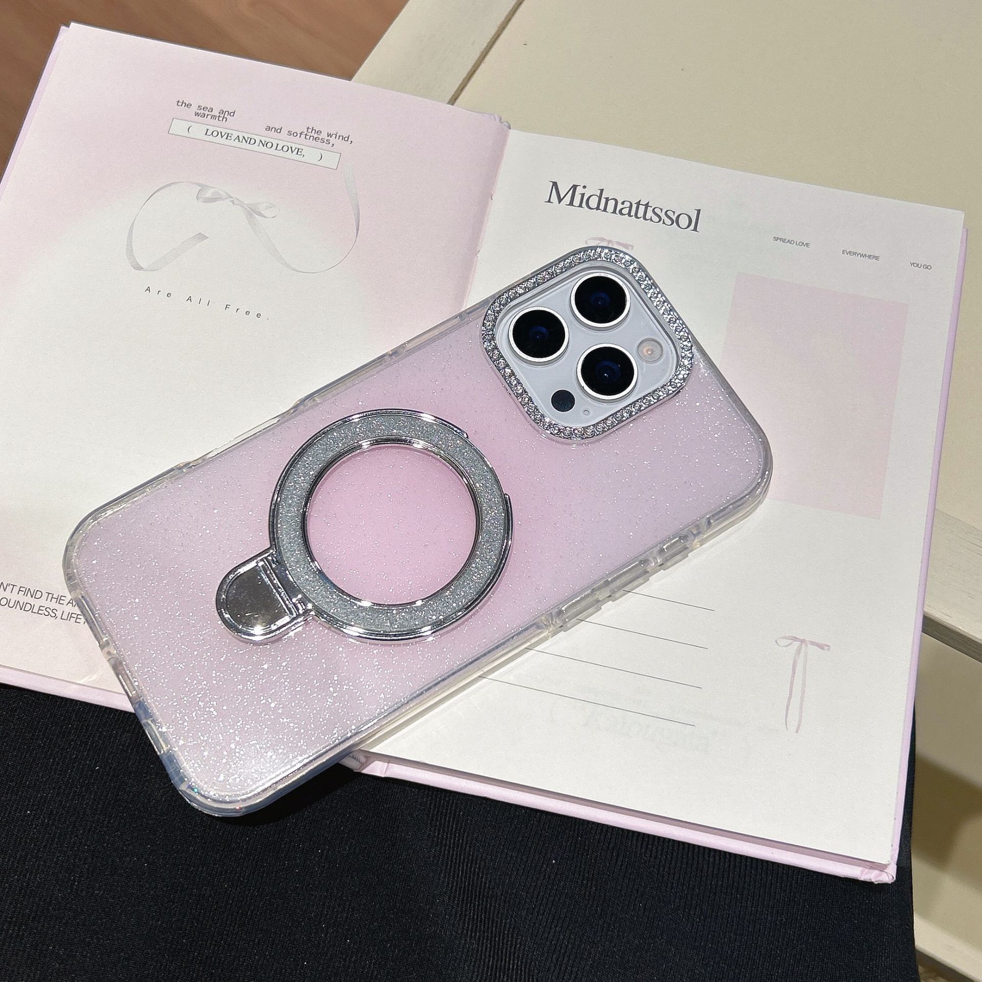 Epoxy Gradient Glitter With Rotating Bracket Mobile Phone Cases - Image 7