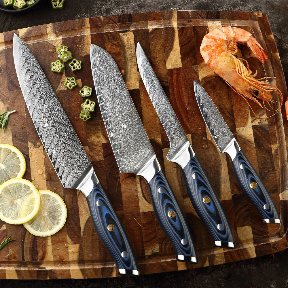 Stainless Steel Damascus Kitchen Knife Set - Image 3