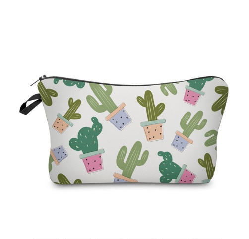 3D Cactus Print Cosmetic Bag