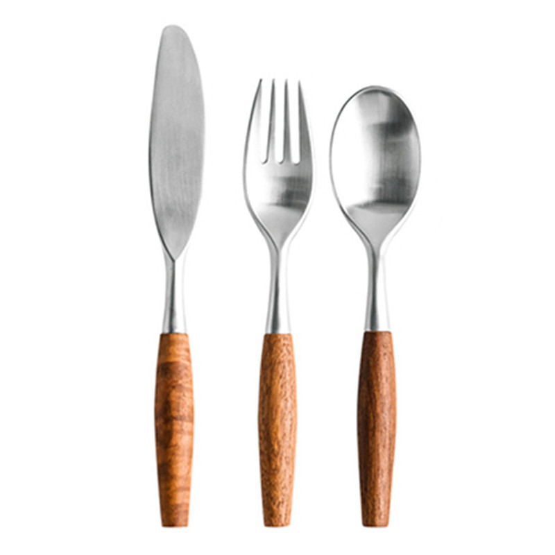 Stainless Steel Log Handle Cutlery Set - Image 2