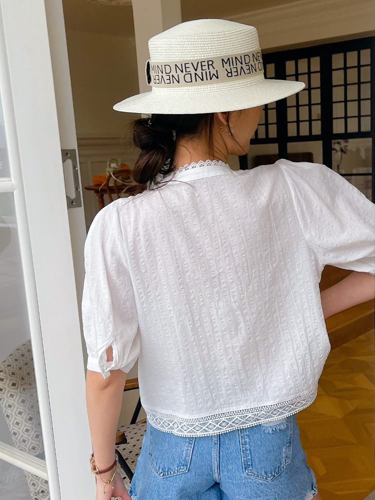 French White Embroidered Shirts - Image 4