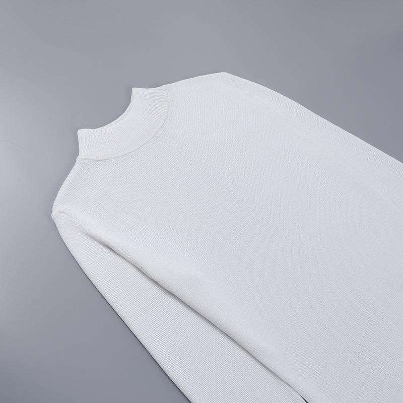Autumn Turtleneck Wool Solid Color Dress - Image 5