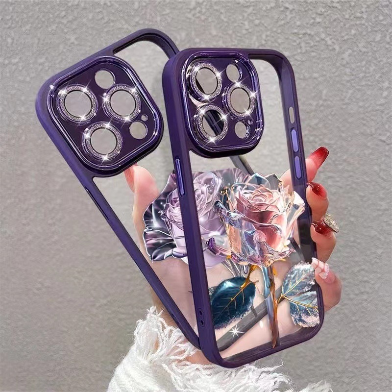 Full Rose Phone Case With Lens Film
