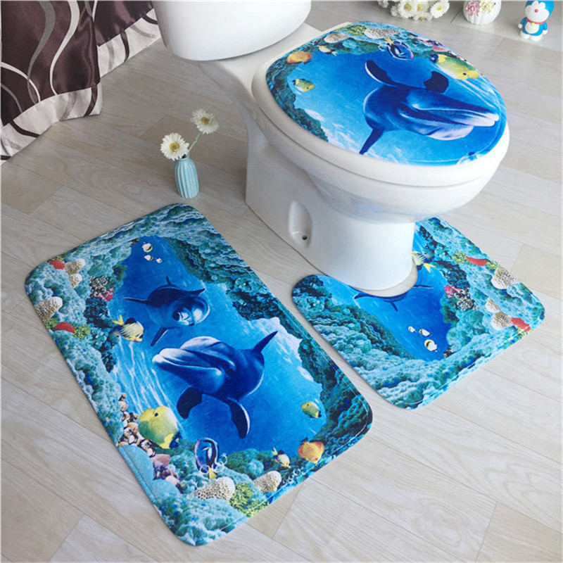 Three-Piece Absorbent Whale Printed Bath Mat - Image 3