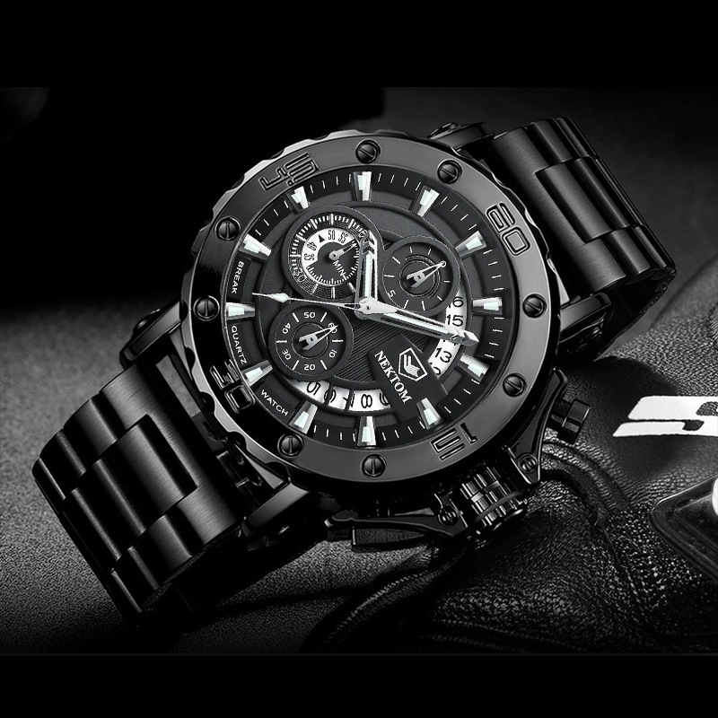 Heavy Steel Band Luminous Quartz Watch