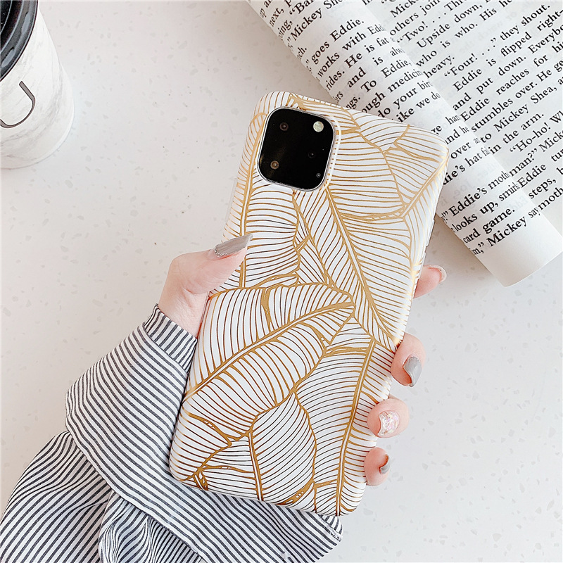 White & Gold Leaf Phone Case