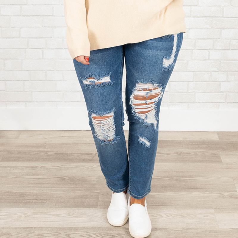 Plus Size Worn Fashion Jeans