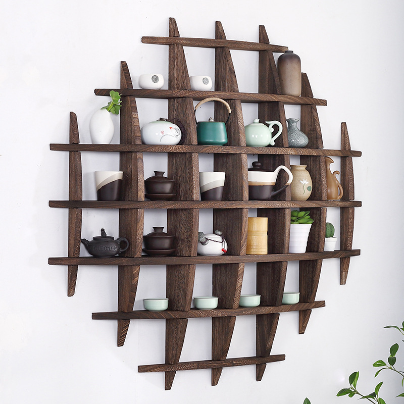 Wall-mounted Solid Wood Tea Cup Holder