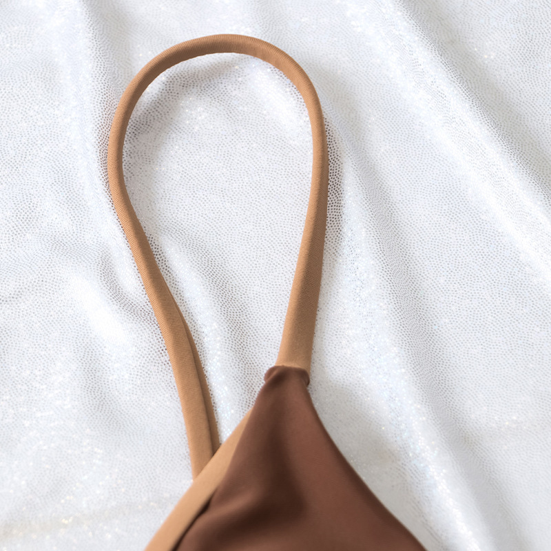 Solid Color Double-Layer Fabric Split Swimsuit - Image 3