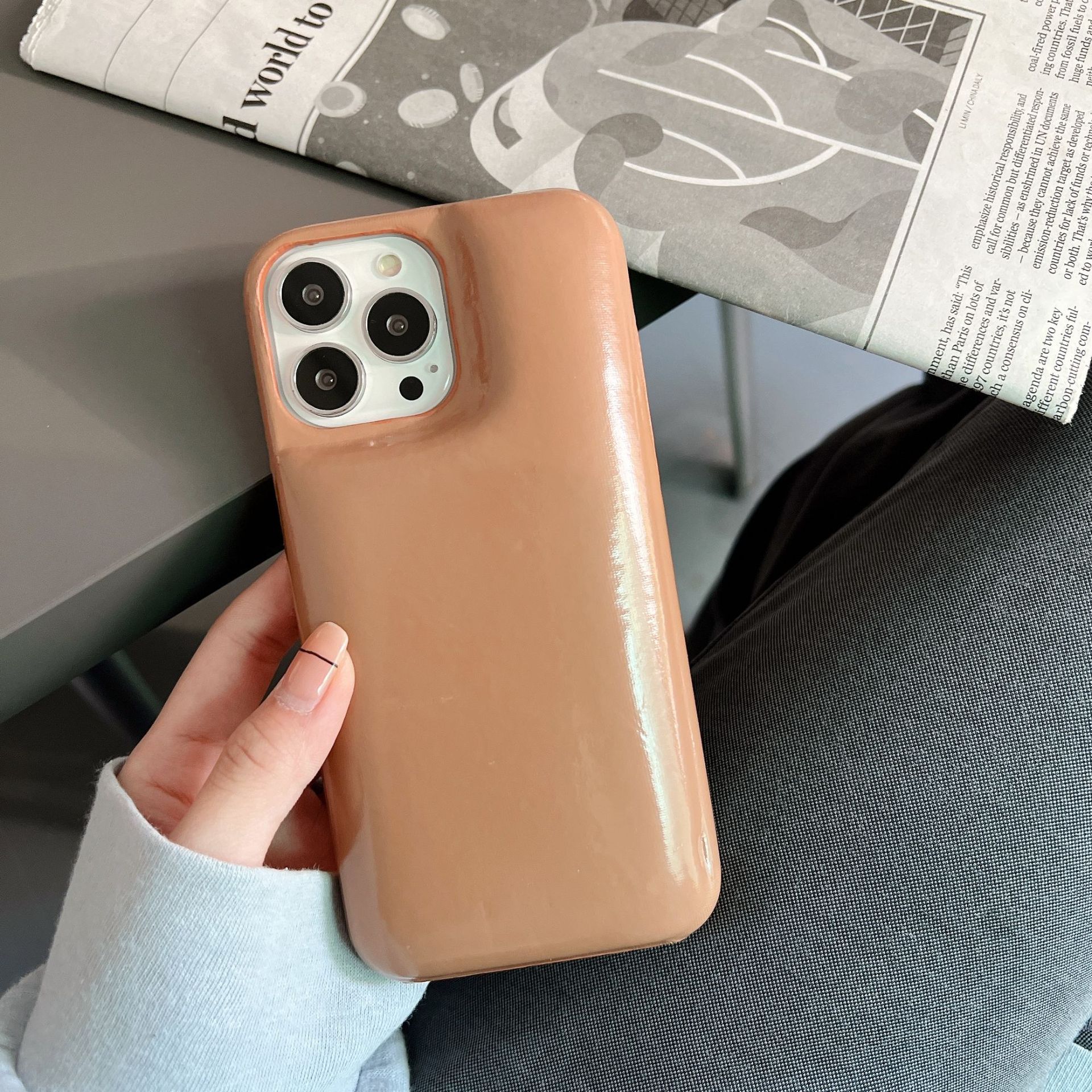 Simple Glossy Leather Protective Phone Case - Image 10
