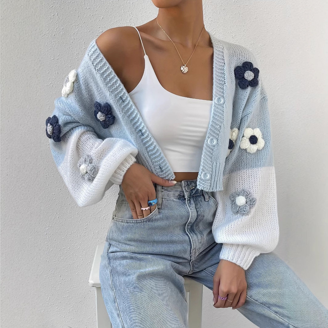 Knitwear Vintage Knitted Flowers Top