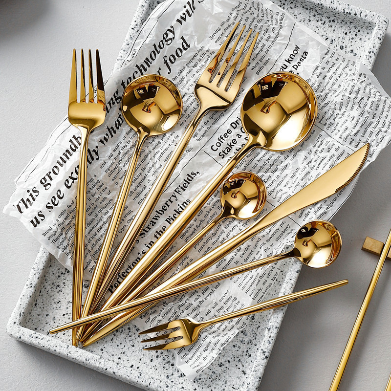 304 Stainless Steel Gold-Plated Western Cutlery