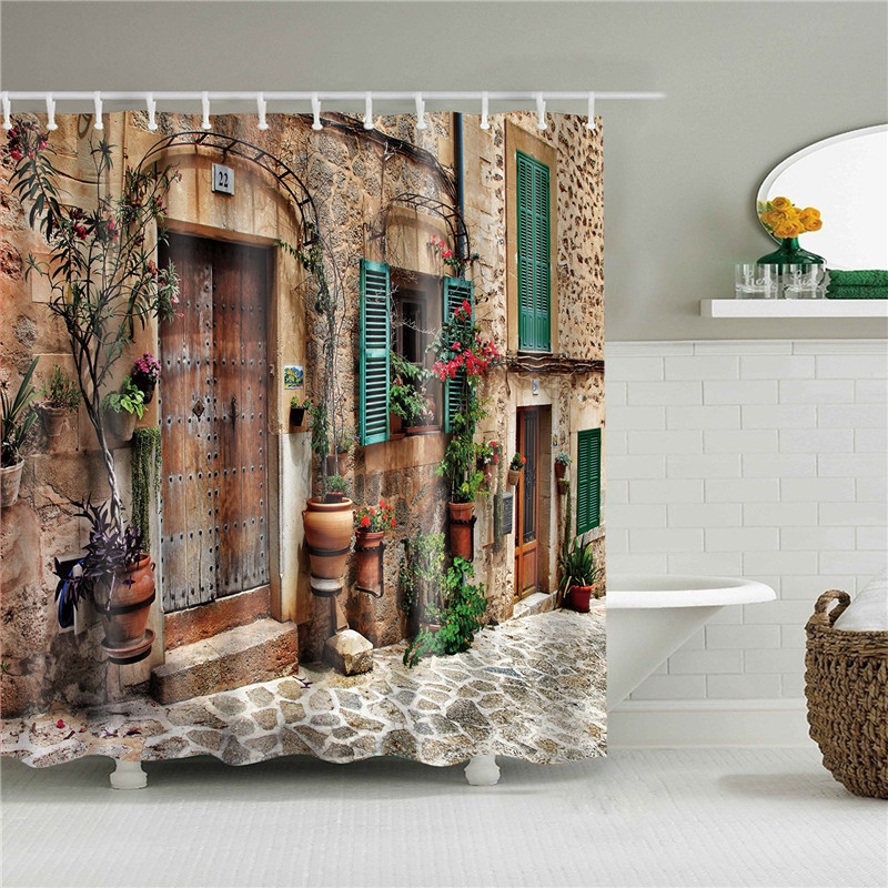 Waterproof Garden Flowers Scenery Shower Curtain - Image 10
