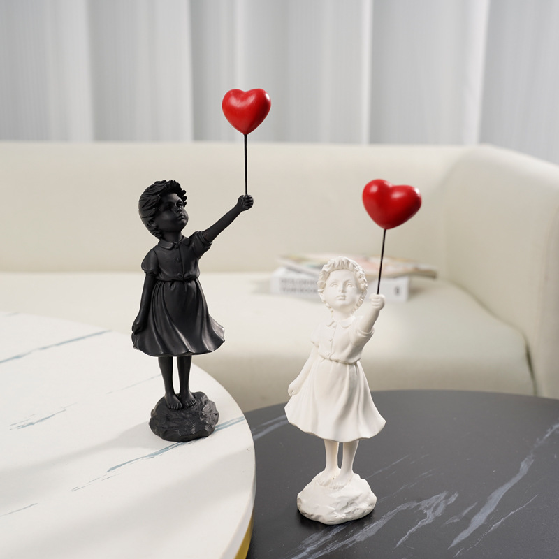 Little Girl With Balloon Art Sculpture - Image 2