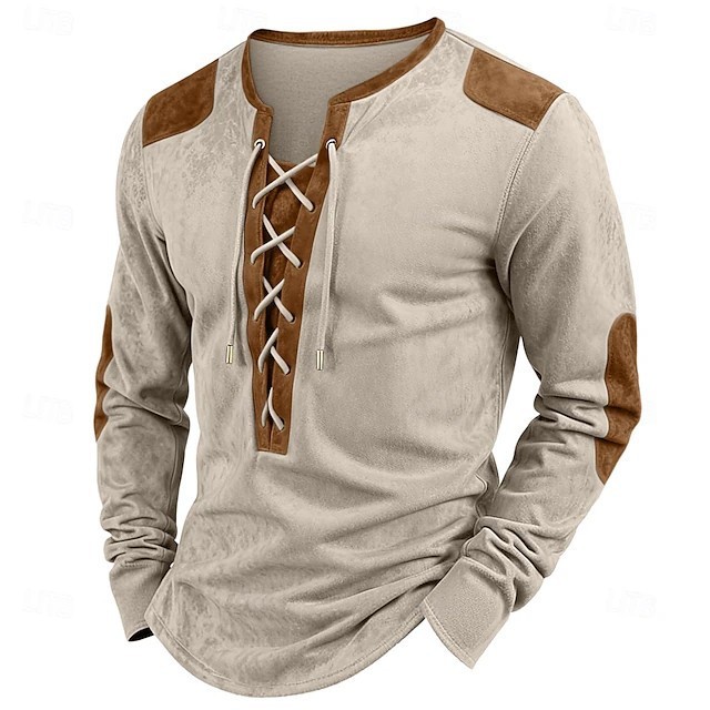 Stitching Henry Long Sleeve Drawstring T-Shirt
