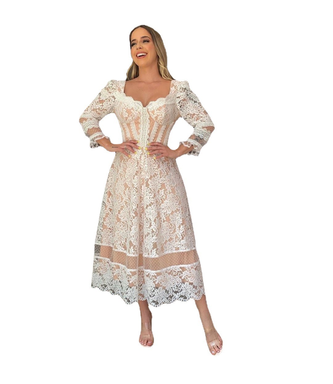 Winter V-neck Long-sleeve Dress - Image 6