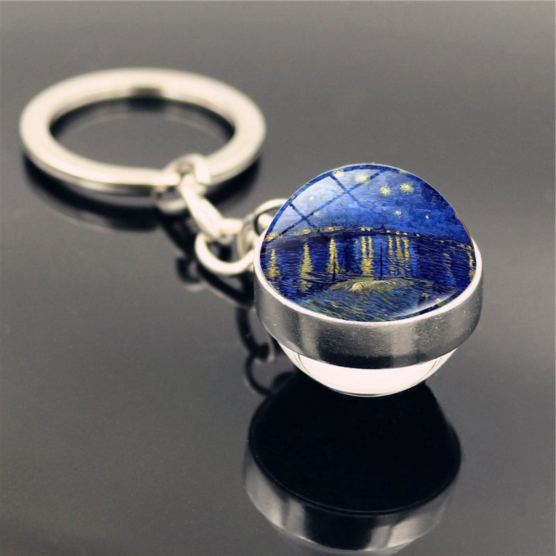 Van Gogh Starry Sunflower Keychain Pendant - Image 4