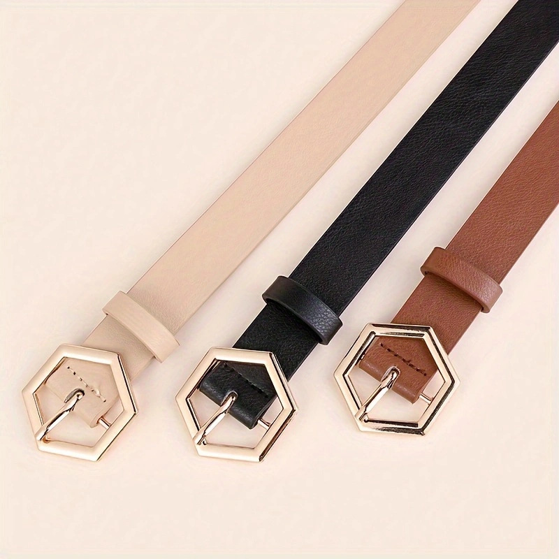 Women's Hexangular Star Irregular Gold Buckle PU Belt - Image 5