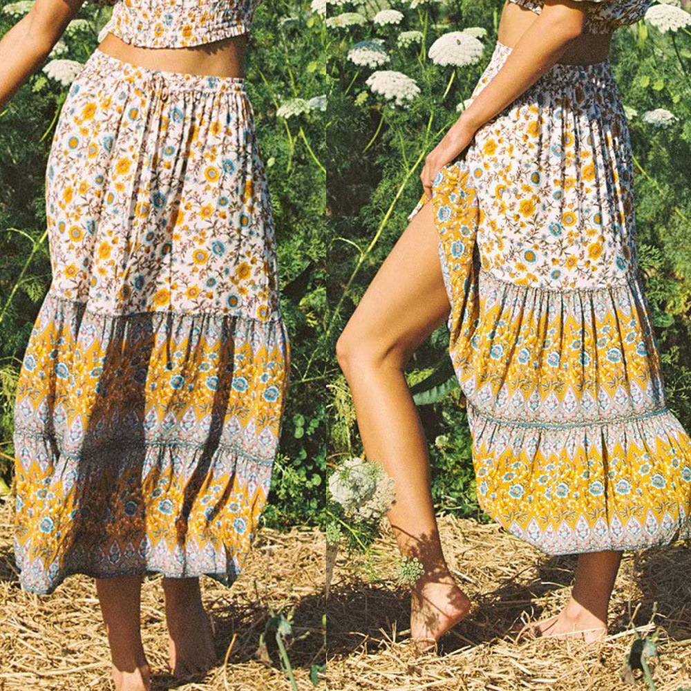 Women's Printed Elastic High Waist Skirt
