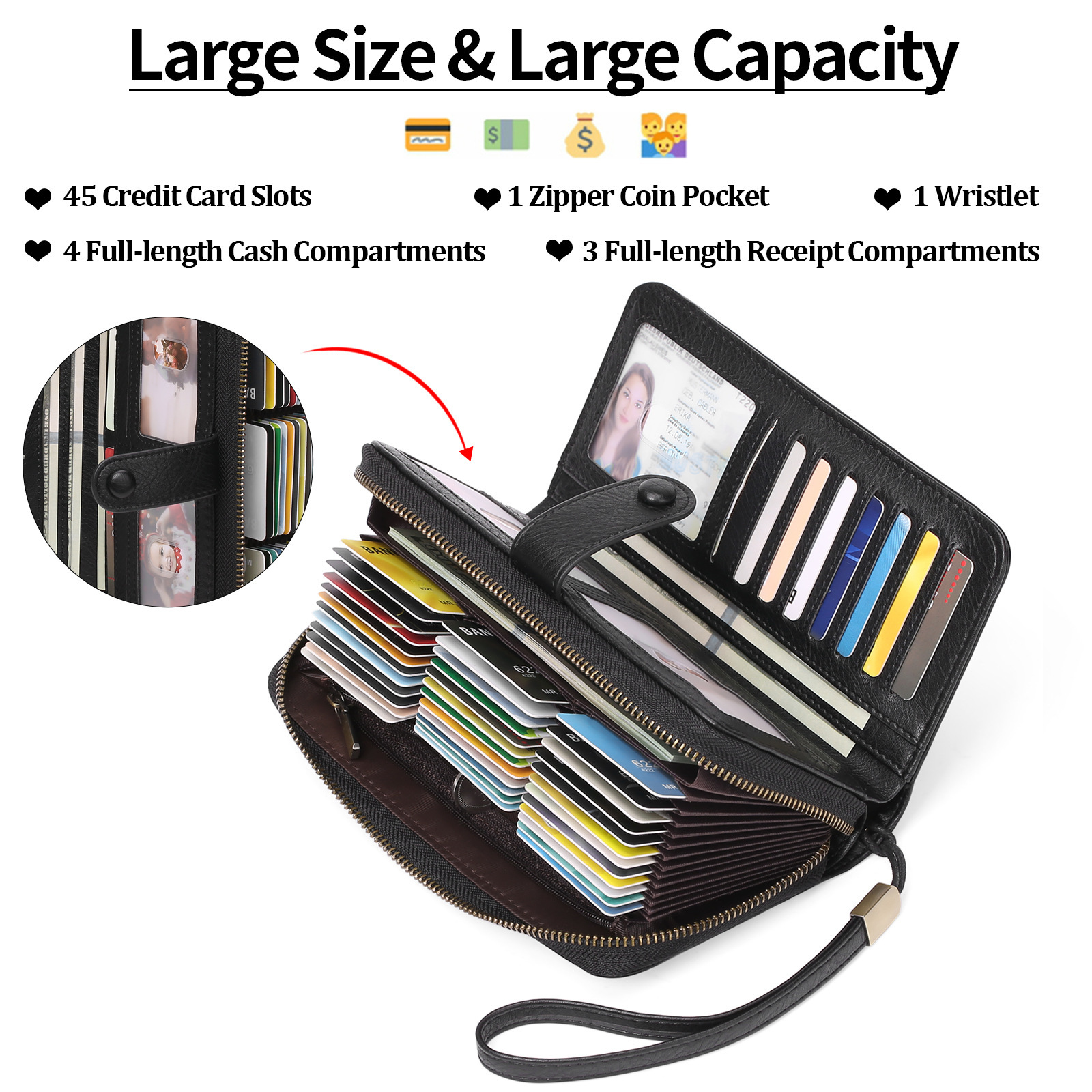 Expanding Card Holder Long Wallet Bag - Image 10