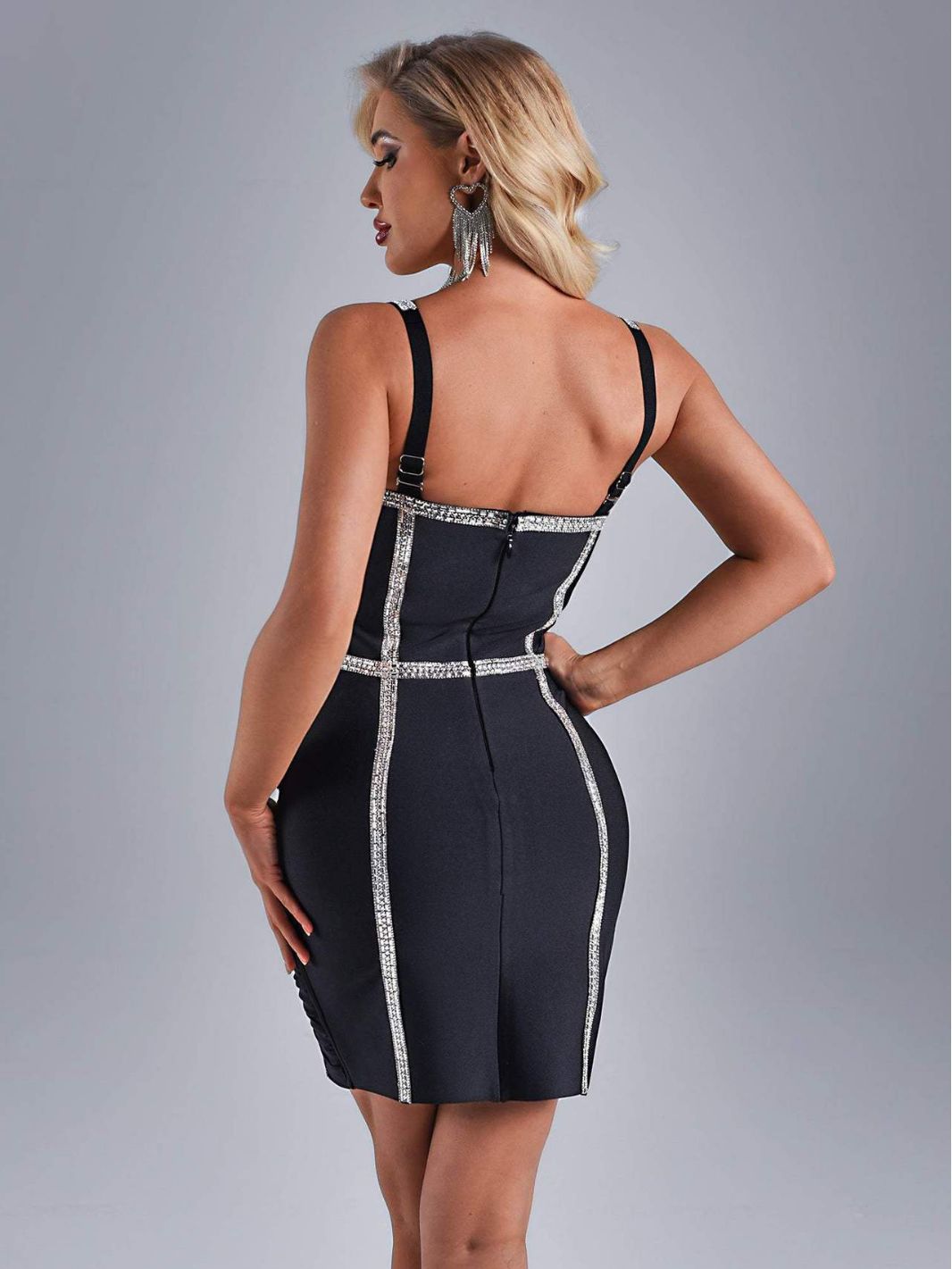 Fashion Suspenders Diamond Bandage Dress - Image 3
