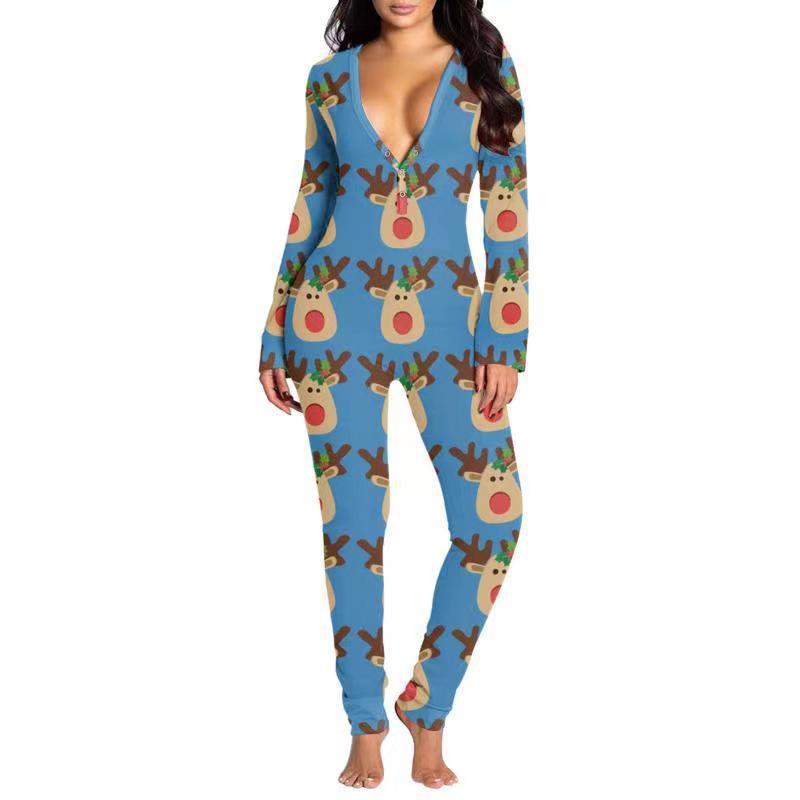 Printed Button Tight Jumpsuit For Women - Image 6