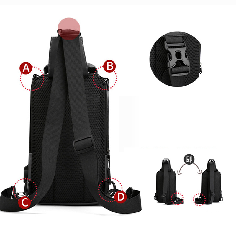 Multifunction Crossbody Nylon Backpack With USB Port - Image 7