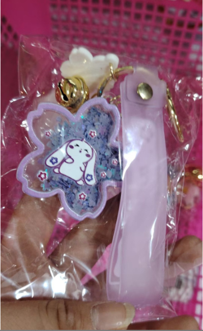 Cartoon Acrylic Oiled Sakura Bunny Keychain - Image 3