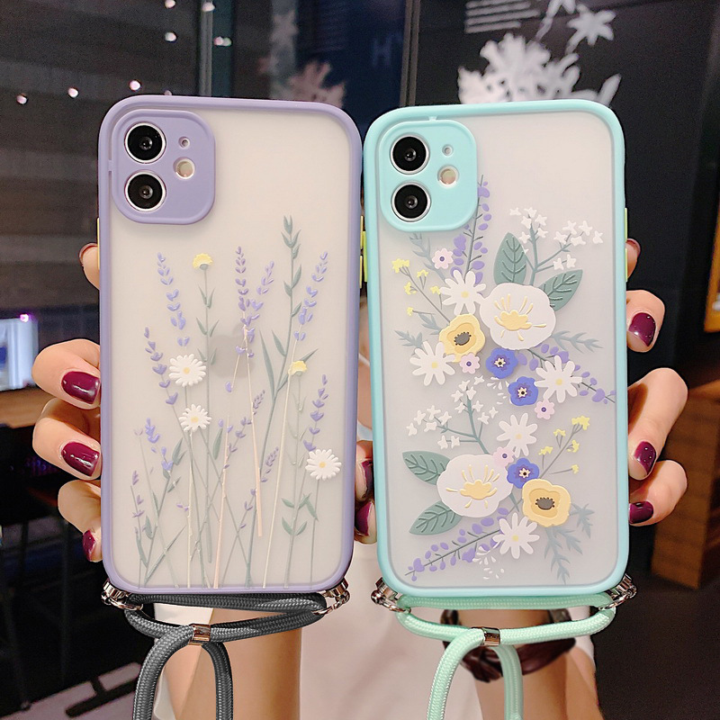 Lavender Floral Lanyard Phone Case
