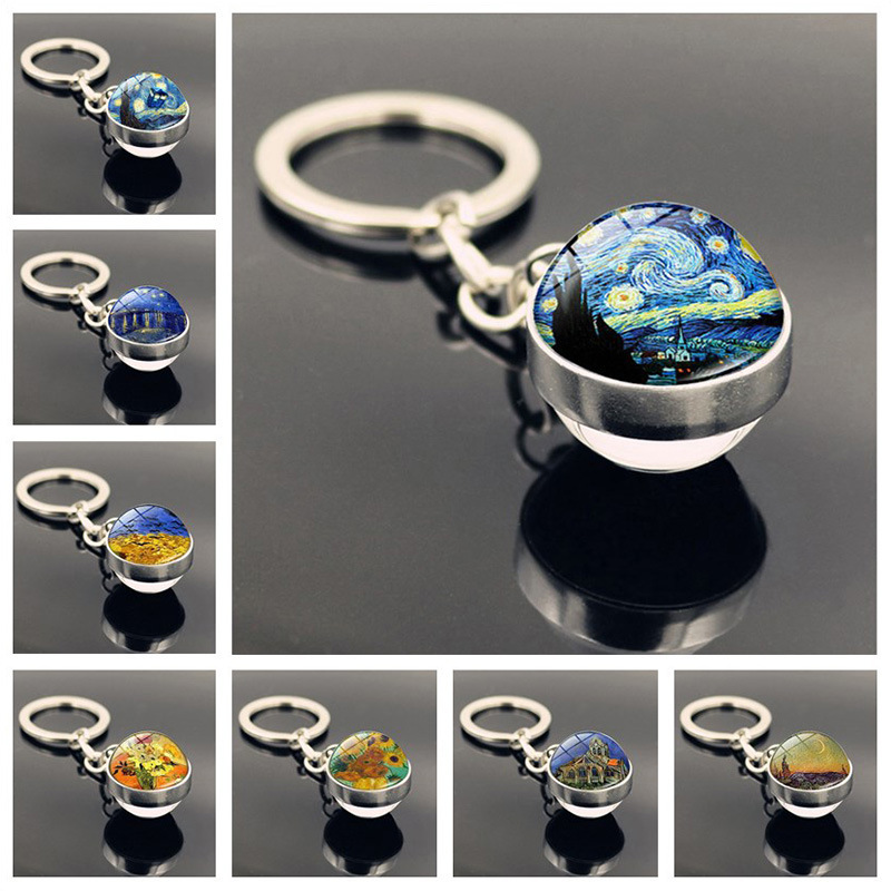 Van Gogh Starry Sunflower Keychain Pendant