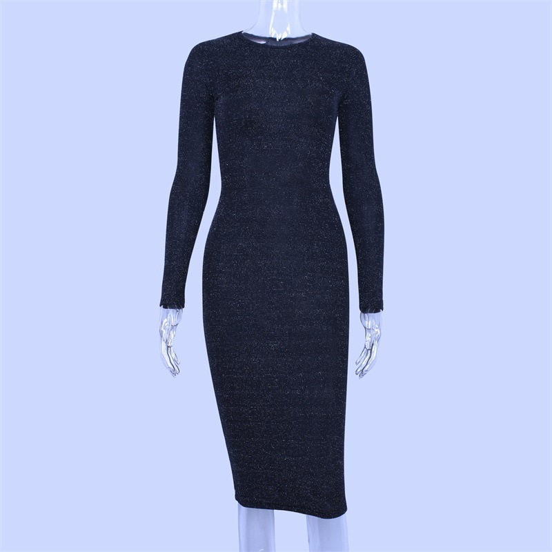 Elegant Black Winter Sleeve Dress - Image 4