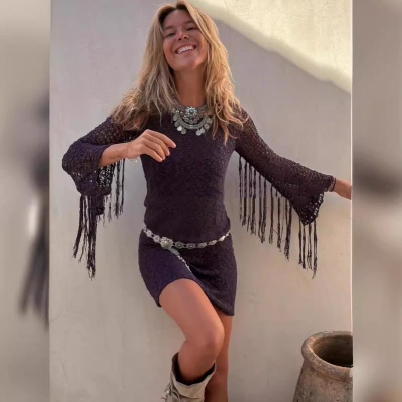 Sexy Cutout Pullover Long Sleeve Dress - Image 4