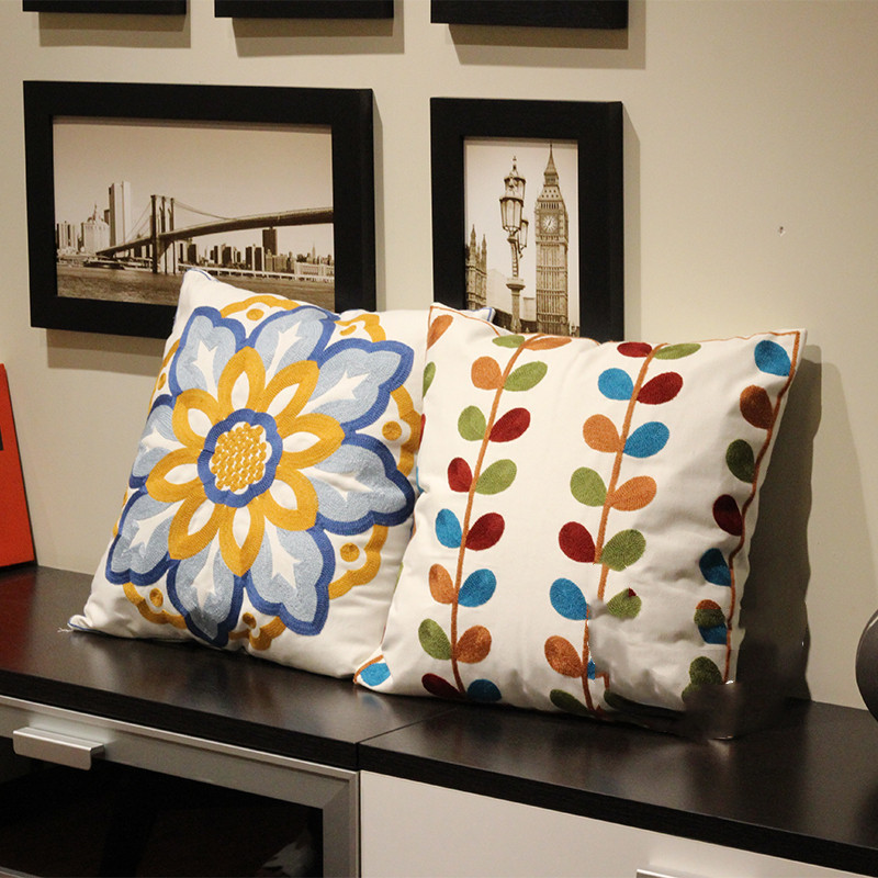 Embroidered Flower Nordic Cushion Cover - Image 3