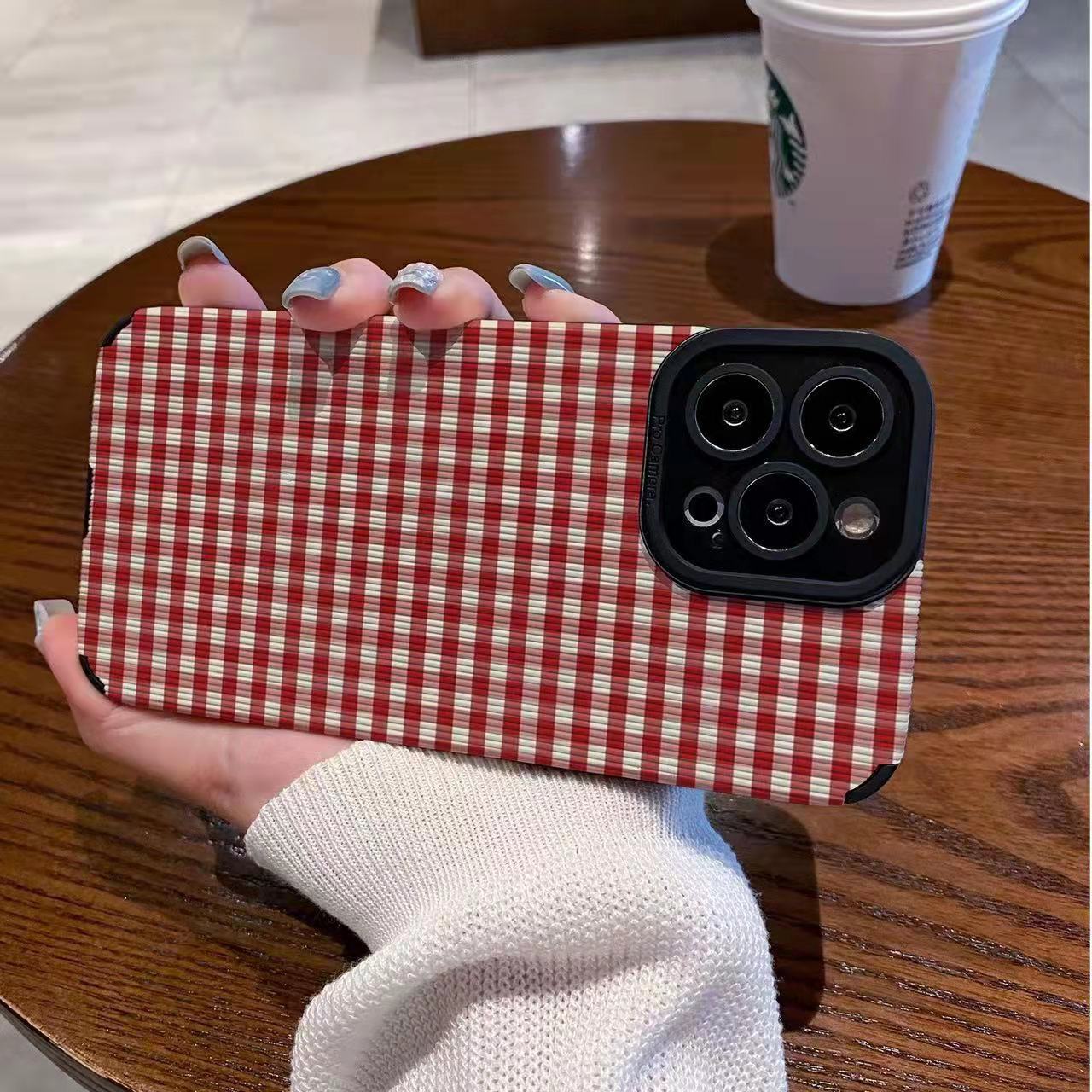 Lambskin Fully-Encased Soft Plaid Phone Case - Image 3