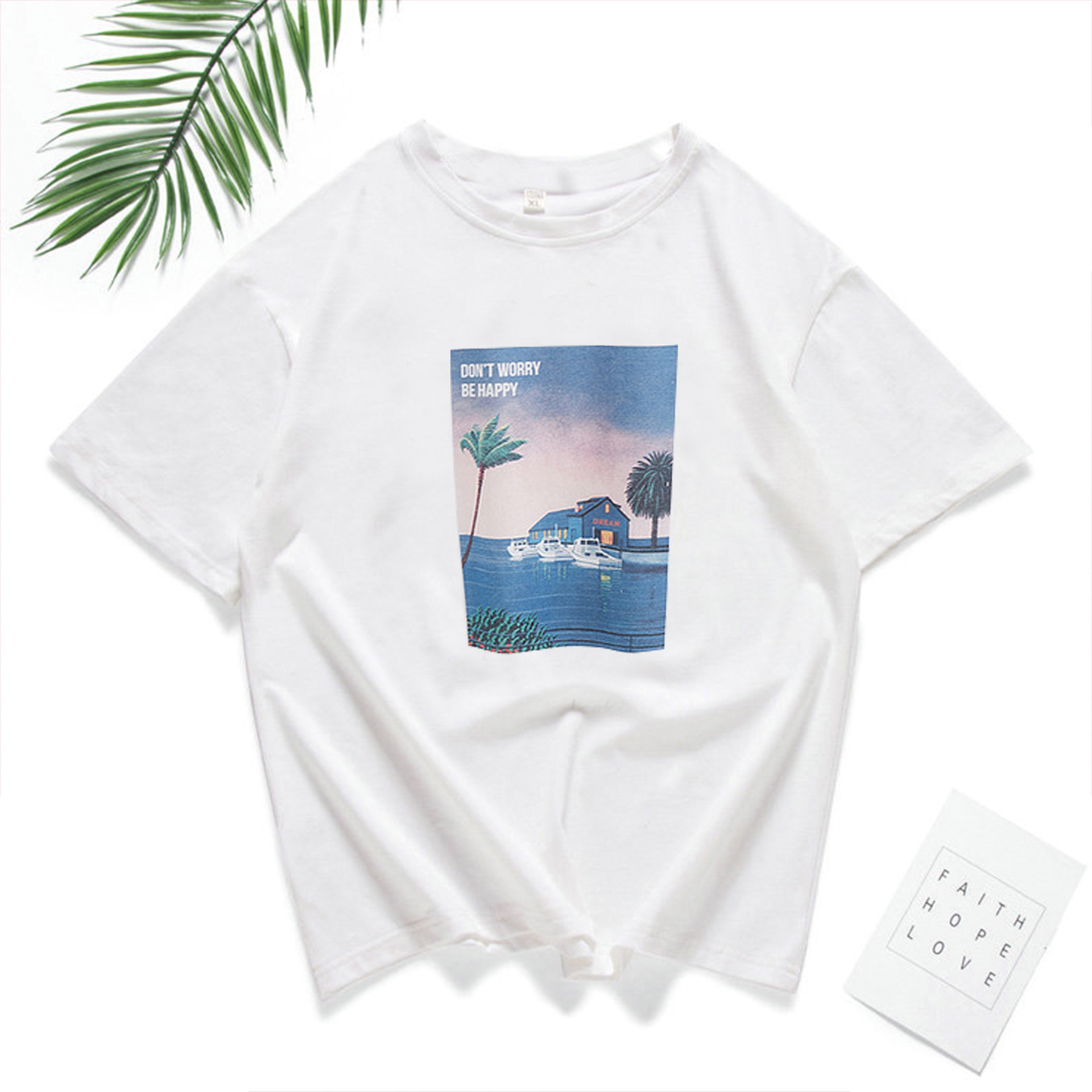 Printed Short-Sleeved Nature View T-Shirt