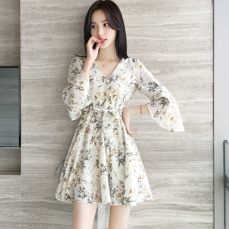 Floral French V-Neck Dress